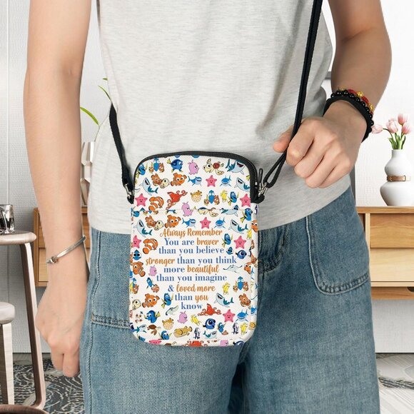 Bruce & Marlin & Crush Fish Crossbody Bag Cartoon Movie Merch Durable Canvas Wom - Picture 5 of 7